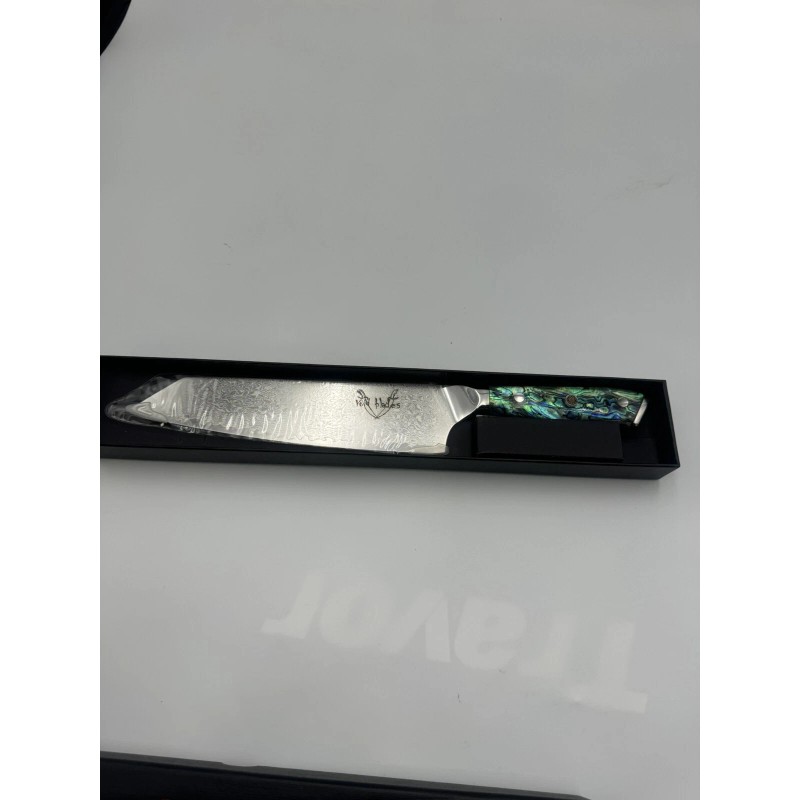Void Blades Japanese AUS-10 Damascus Steel Full Tang Abalone Shell