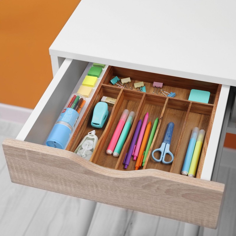 oridom Kitchen Acacia Silverware Organizer, Kitchen Drawer Organizer - Extra