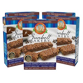 Sunbelt Bakery, Fudge Dipped Chip Chewy Granola Bars Boxes No Preservatives 50 Bars, Chocolate, 10 Count (Pack of 5)