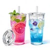 20oz Ribbed Glass Tumblers with Lids & Straws 2-Pack