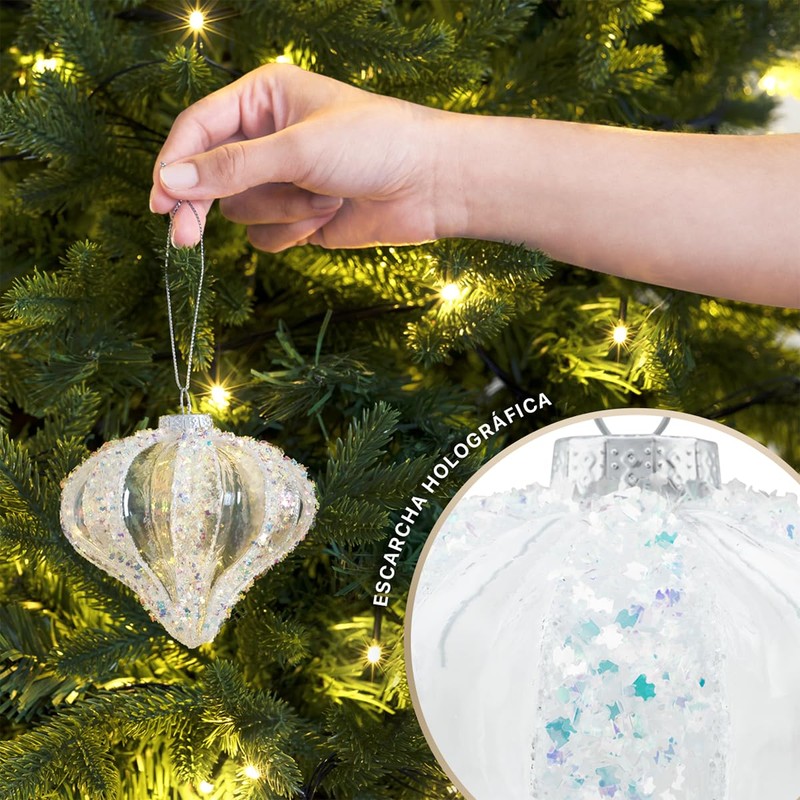 ESQUIMAL Esferas Navideñas de Cristal, 6 Piezas de 10 cm.