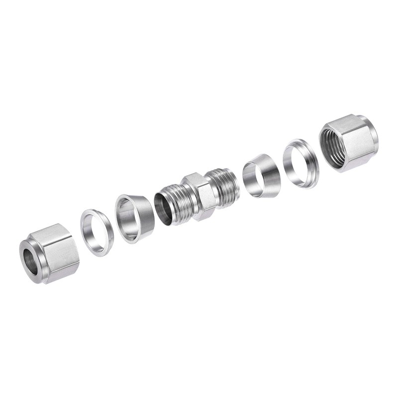 sourcing map Compression Tube Fitting 3/8" Tube OD x 3/8"