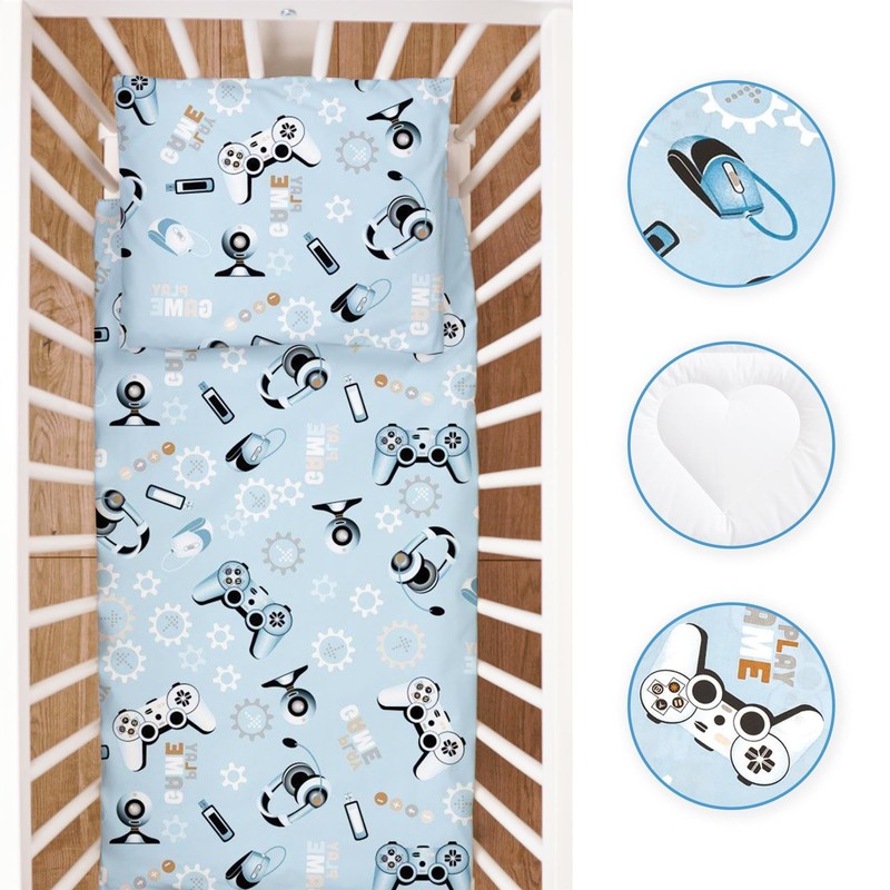5 Piece Baby Bedding Duvet Pillow with Covers & Jersey