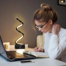 HechoVinen LED Table Lamp Spiral Design, USB Operated Modern LED Table Lamp, 3 Colour Temperatures Spiral Bedside Lamp for Bedroom, Office, Living Room