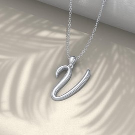 Initial Necklaces 26 Capital Letter Necklaces S925 Sterling Silver Letter Pendant Initial Necklaces for Women -V