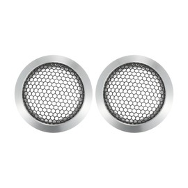 ACROPIX Universal 2" Car Speaker Grills Cover Mesh Round 2 Inch Audio Speaker Subwoofer Guard Protector Case Iron Aluminum Alloy Silver Tone Black - Pack of 2