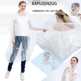 SWOGAA Rain Ponchos 6 Pieces Children / 6 and 10 Pieces Women Men / Family Pack (6 Pieces Total) - 50% Extra Thick Transparent, Adult 10 Pieces