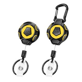 MNGARISTA MNGARISTA Verstärkter einziehbarer Schlüsselanhänger, Gürtelclip und Karabinerhaken, 283,5 g Schrumpf, 80 cm Edelstahlkordel, Taktische ID Ausweishaspel, einziehbarer Schlüsselring, 2er-Pack