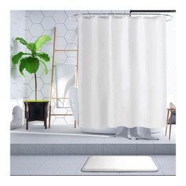 Hayrets White Shower Curtain, Extra Wide, 250 x 230 cm, Extra Length for Bathtub and Shower in the Bathroom, Bath Curtain, Anti-Mould and Waterproof, Made of Fabric, 100% Polyester, Washable with