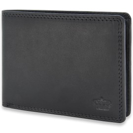 Baur Men's Genuine Leather Wallet with RFID Protection, Landscape Format, Wallet with Coin Compartment and Card Slots, Wallet, black, Landscape format small