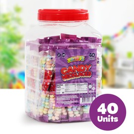 40 Candy Necklace Individually Wrapped - Party Favors for Kids Bulk 40 Count of Stretchable, Edible, Fruity Rainbow Candy Necklaces with Colorful Fruit Flavor for Party Favor Supplies