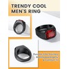 Bestyle Cool Black Rings for Men Boys - Classic Red