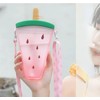 YFEIQI Cute Watermelon Slice Shape Water Bottles, 320ml Plastic Drinking