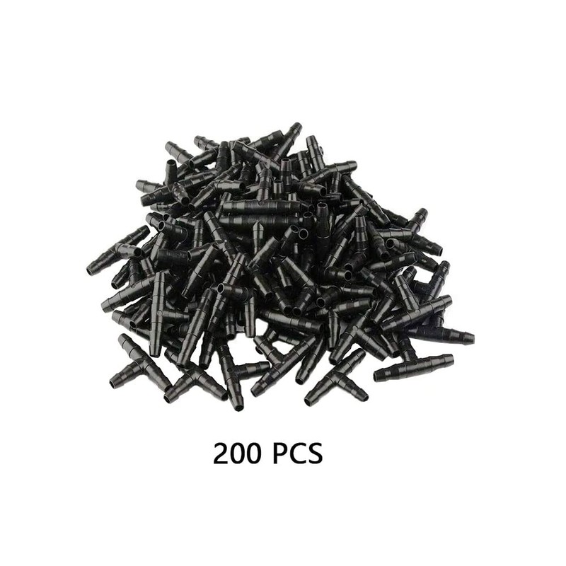 Pack of 200 T-Piece Irrigation System 1/4 Inch Barbed Hook