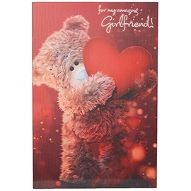 Me to You A93MZ007 3D Lenticular Tatty Teddy Girlfriend Birthday Greetings Card, red