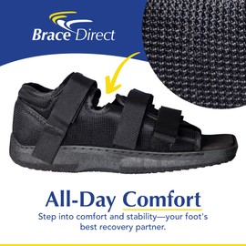 Brace Direct Post-Op Shoe - Adjustable Orthopedic Walking Shoe for Broken Foot & Toe, Stress Fractures, Bunions, Post-Surgery Recovery, Left or Right Foot, Men S (US Shoe Size 8-9.5/26 cm)