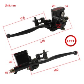 FLYPIG 7/8" Left Hydraulic Brake Master Cylinder for Motorcycle Kids ATV Quad Moped Pit Dirt Bike 50cc 70cc 90cc 110cc 125cc 150cc 22mm Handlebar