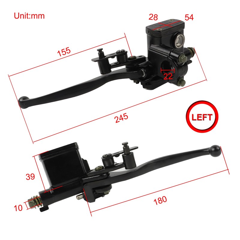 FLYPIG 7/8" Left Hydraulic Brake Master Cylinder for Motorcycle Kids