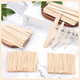 WoBiogHo 500 Pcs 4 Style Waxing Sticks Assorted Wooden Wax Applicator Stick for Body Legs Face Eyebrows and Small Medium Large Sizes Waxing Spatulas Popsicle Stick for Hair Removal Wood Craft Sticks