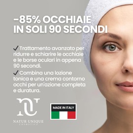 IALUCOLLAGEN Augentaschen XXXS Behandlung für Augenringe | Reduziert Augenringe um 85 % in 90 Zoll | Tonic Lotion 30 ml + Augencreme 10 ml | -90% Augentaschen. NATUR UNIQUE