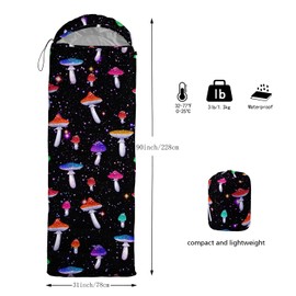 Sleeping Bags for Adults Kids,Backpacking Camping Sleeping Bag for Girls Boys Lightweight Waterproof Cold/Warm Weather Sleeping Bag for All Season (Colorful Mushroom, Single -31.5x90.5)