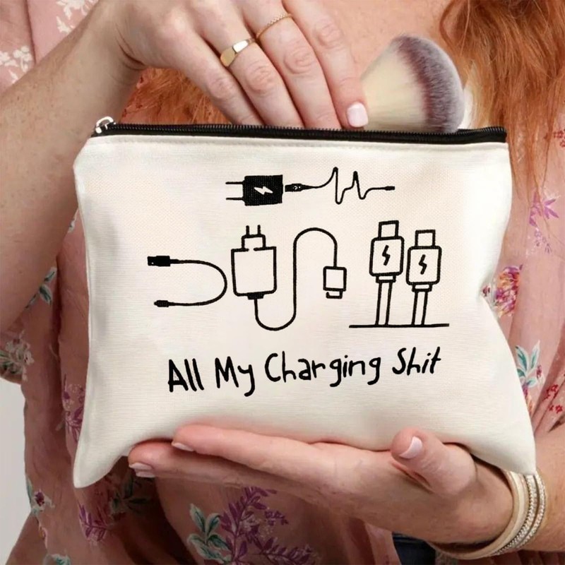 Charging Cable Organizer Bag, All My Charging Stuff Travel Pouch,