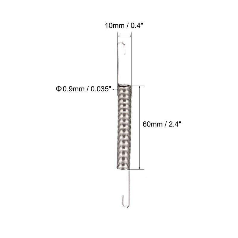 uxcell Extension Spring - 0.9mm Wire Dia, 10mm OD, 60mm