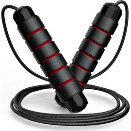 Jump Rope, Tangle-Free Rapid Speed Jumping Rope  with Ball Bearings for Women, Men, and , Adjustable Steel Jump Rope Workout with  Handles for Fitness, Home Exercise & Slim - Color: Red