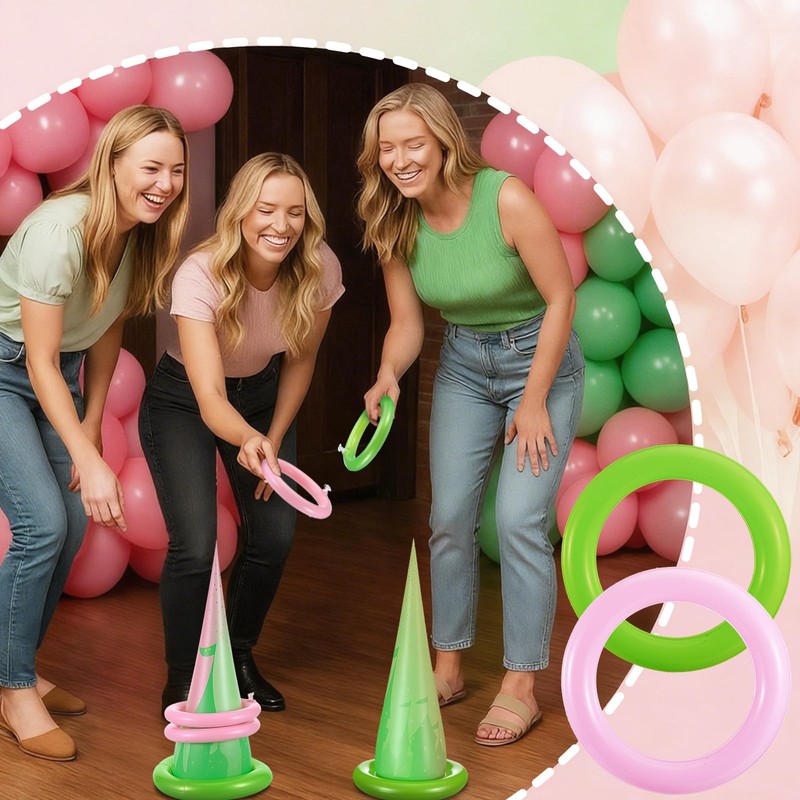 Jenaai 6 Set Halloween Inflatable Witch Hat Ring Toss Game