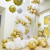 PartyWoo White and Gold Balloons, 140 pcs White and Metallic
