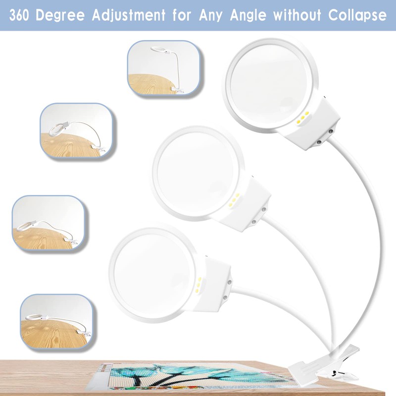 Kulannder LED Magnifying Lamp for Diamond Painting Tools, 4X &