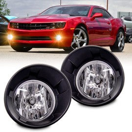 WEZEMLIGHT - Conjunto de luz antiniebla de repuesto para Chevy Camaro 2010 2011 2012 2013 con bombillas halógenas y bisel negro (lente transparente)