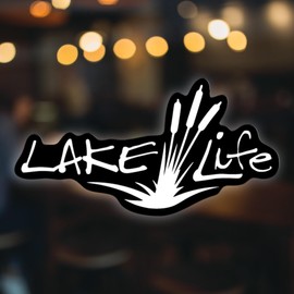 Lake Life Vinyl Decal Sticker | Cars Trucks Vans SUVs Walls Cups Laptops | 7 Inch Decal | White on Black Background | KCD2779