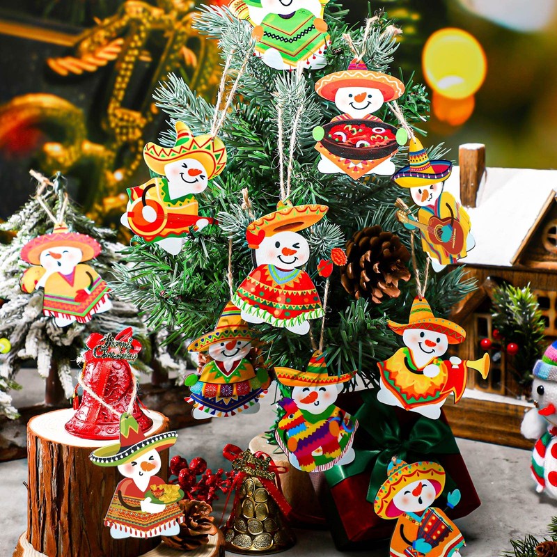 36 Pcs Mexican Christmas Snowman Hanging Ornaments Cinco De Mayo