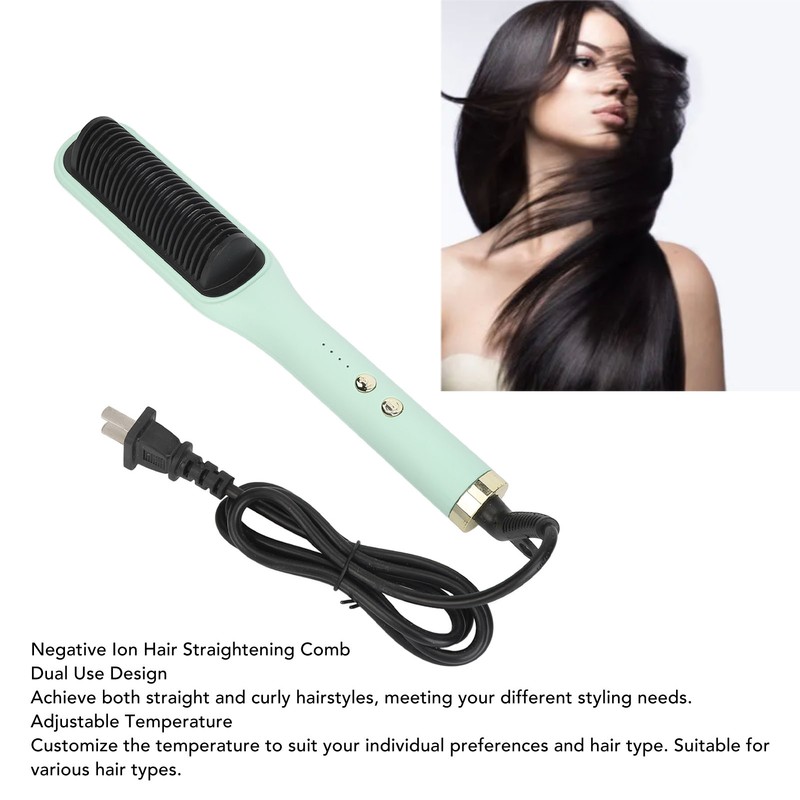Negative Ion Hair Straightener Styling Comb Adjustable Temperature Straightening Comb