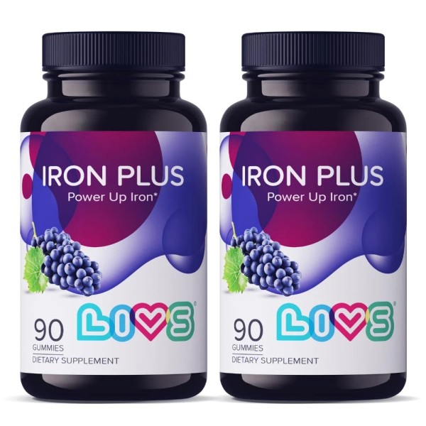 LIVS Iron Gummies with Vitamin C for Women Men &