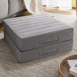 Codi Codi High Density Foam Floor Pillow 2 Sets, Large Meditation Cushions Seating for Adults and Yoga Sitting, 5" Thick Washable Couch Cushion with Soft Tufted Covers - 22 Inch Grey