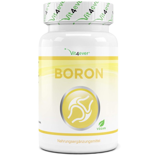 Vit4ever® Boron - 3 mg - 365 Tablets - Laboratory Tested - Daily Only 1 Tablet Bor - 1 Year of Continuous Supply - High Dose & Vegan - Sodium tetraborate - Trace Element - Vit4ever