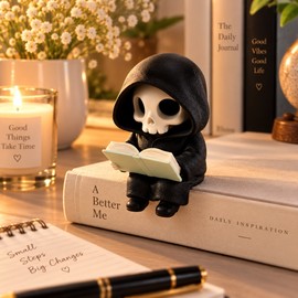 3D Printed Grim Reaper Figurine for Gothic Home Decor – Hooded Skull Statue for Desk Display, Halloween & Creative Gifts