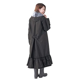 Kamio Japan 870983 Bicycle Rainwear Long Type OTONA Rain Goods with Storage Bag Ruffle Black Pink Trick [870983] Regular