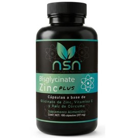 NSN | Bisglicinato de Zinc Quelado | 4x veces Mayor absorción | Formulado por la Dra. Friné Velázquez | con Cúrcuma y vitamina C | 100 Cápsulas