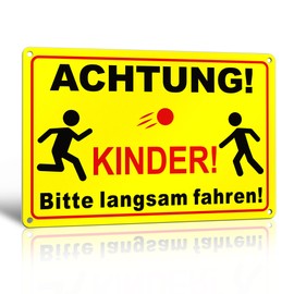 TAKULA Warning Children's Sign, Warning Sign, Playing Children, 30 x 20 cm, Reflective Metal Sign, Playing Children, Waterproof and Dustproof Warning Signs
