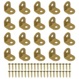 Heyous 20PCS Furniture Corner Brace Hooks Fasteners Mini Brackets Gold Iron Wall Mount Corner L Bracket with Screws 0.75 Inch x 0.75 Inch for Cabinet Closet Chair and Table