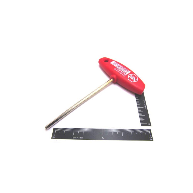 German T-shaped Allen Wrench, 0.2 inch (4 mm), 334-4-100 Red