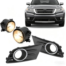 Tebayla Front Fog Light Assembly Fit For Honda Pilot 2012 2013 2014 2015 Pair Driver and Passenger Side Fog Lamps W/Bezel & Chrome Trim Replace For HO1039145 71112SZAA60,W/Halogen Bulb