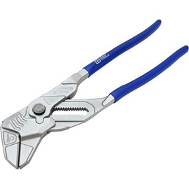 10" Pliers Wrench, Smooth Jaws, 2" Maximum Jaw Opening, SAE and Metric Scales, Thin Profile, Made in Germany (Length: 10")