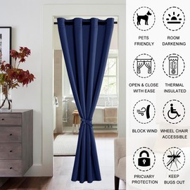 XWZO Door Curtain for Doorway Privacy and Bedroom Closet, 80 Inches Long Room Darkening and Thermal Insulated Room Divider Doorway Curtain Grommet Top, 1 Panel, W42 X L80, Navy Blue