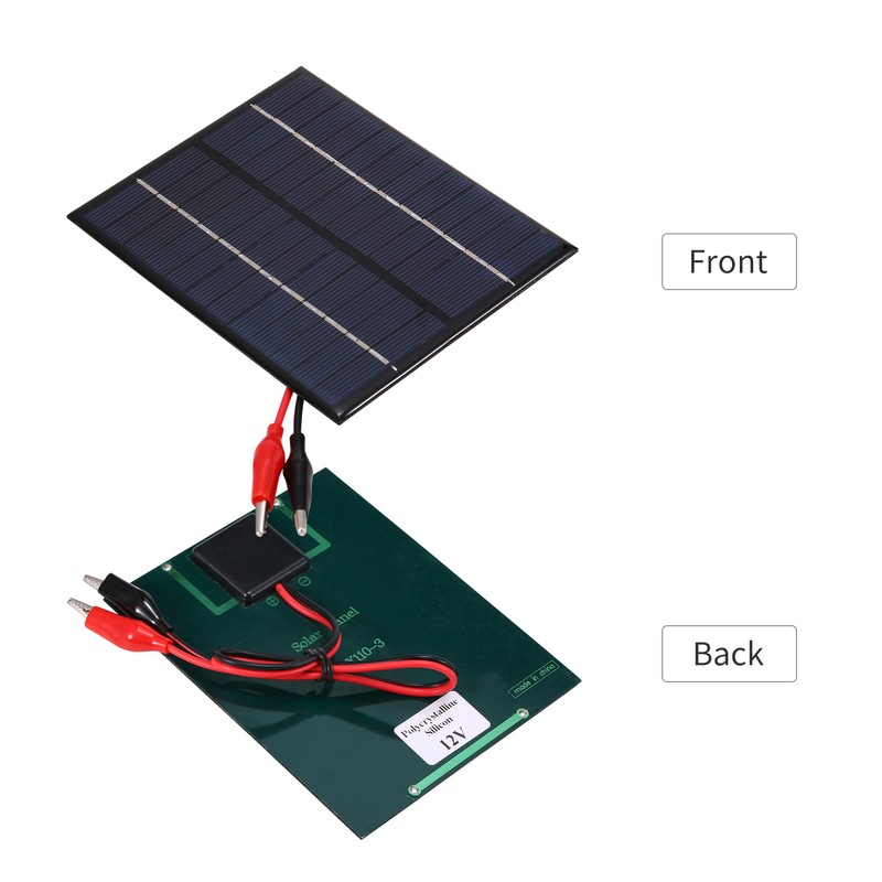 2W 12V Solar Panel with Clips Polycrystalline Silicon Solar Cell
