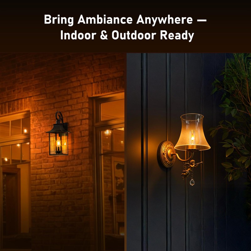 Hompavo LED Flame Bulbs (4 Pack) - 3W Flickering Fire