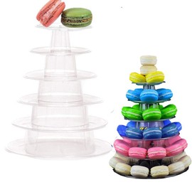 Kithing 6 Tiers Round Macaron Tower Stand Cake Display Rack Cupcake Stand Desserts Display for Wedding Birthday Decor